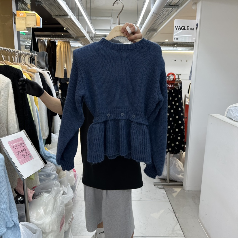 SAGE BRUSH東大門㊣代購女裝新款職業休閑25秋冬毛衣褶邊針織SAGE BRUSH毛衣圖色2