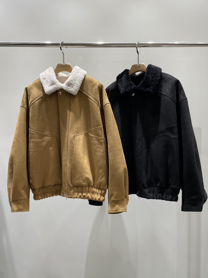STAGE韓國代購㊣女士新品25秋冬休閑時尚人氣真品職業夾克麂皮STAGE夾克
