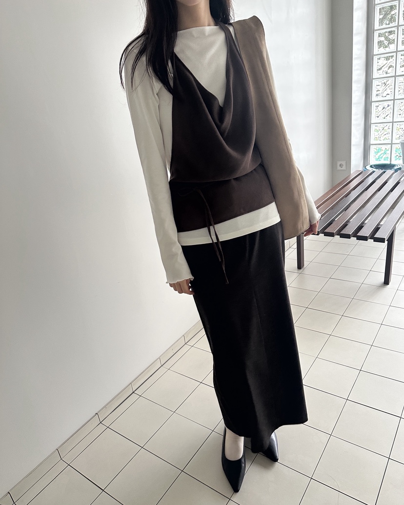 BOWIE東大門㊣實拍女裝新款休閑真品25秋冬人氣吊帶背心絨面革BOWIE吊帶/背心