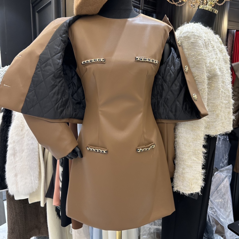 HERISH-HAUTE韓國直郵㊣女士新品人氣熱賣職業推薦連衣裙皮革HERISH-HAUTE連衣裙圖色2