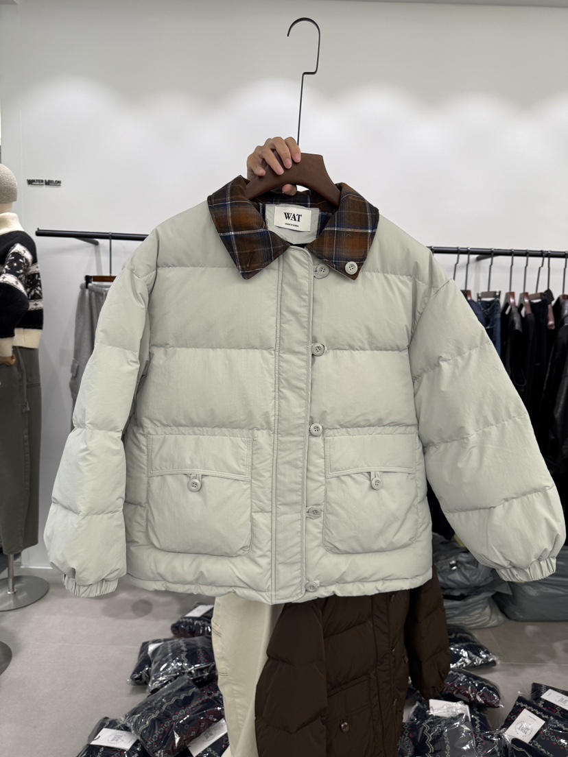 WATERMELON東大門㊣實拍女裝新款時尚25秋冬短款羽絨服格子WATER MELON短款羽絨服圖色2