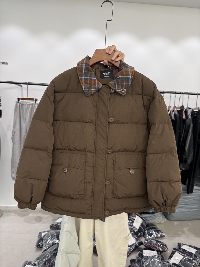 WATERMELON東大門㊣實拍女裝新款時尚25秋冬短款羽絨服格子WATER MELON短款羽絨服圖色3