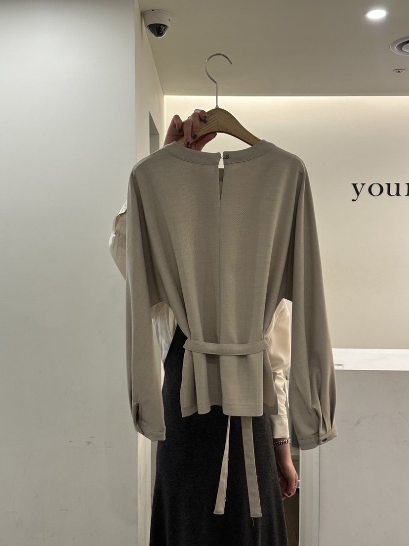 YOUR-P韓國直郵㊣女士新品25秋冬時尚熱賣襯衫蕾絲衫含腰帶YOUR-P襯衫/蕾絲衫