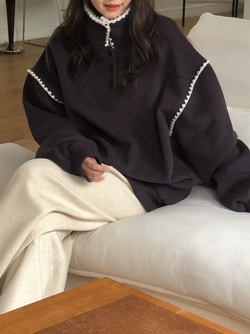 ONDO-P韓國代購㊣女士新品真品推薦25秋冬熱賣休閑衛衣羊毛ONDO-P衛衣圖色3