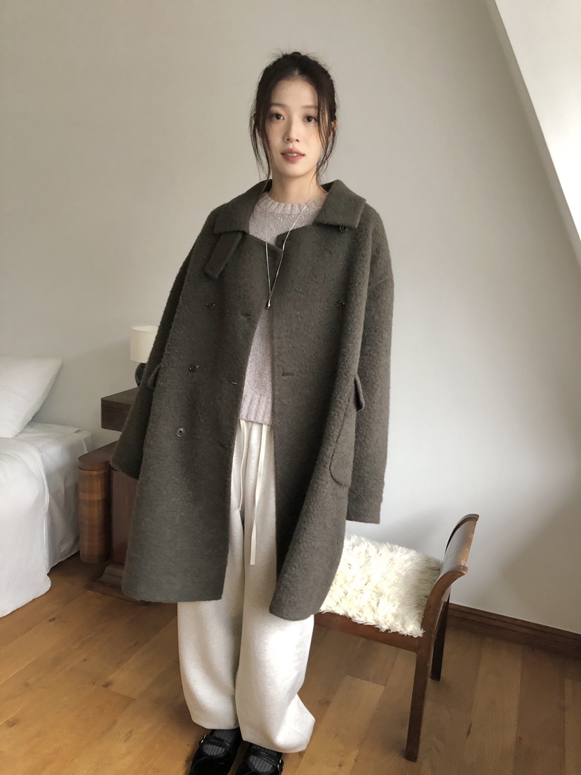 ERUME東大門㊣代購女裝新款推薦人氣真品25秋冬中長款大衣手工ERUME中長款大衣