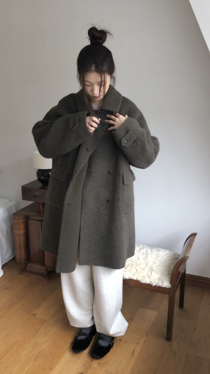 ERUME東大門㊣代購女裝新款推薦人氣真品25秋冬中長款大衣手工ERUME中長款大衣