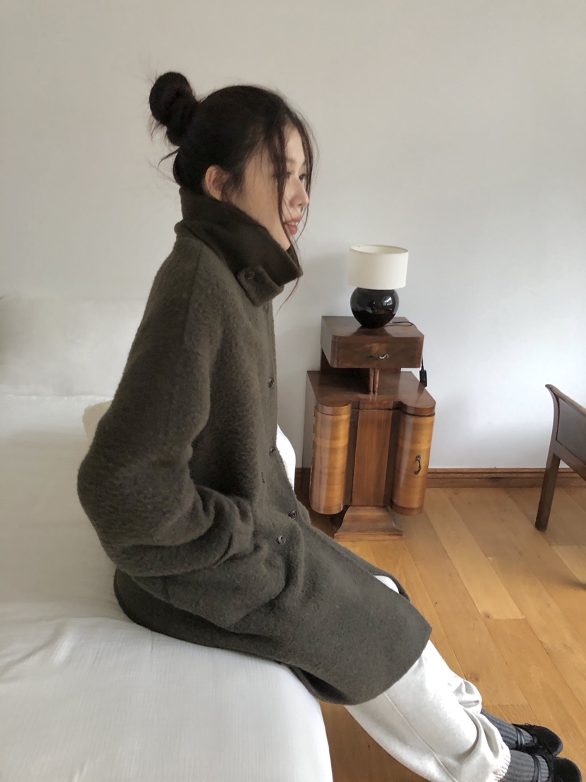 ERUME東大門㊣代購女裝新款推薦人氣真品25秋冬中長款大衣手工ERUME中長款大衣