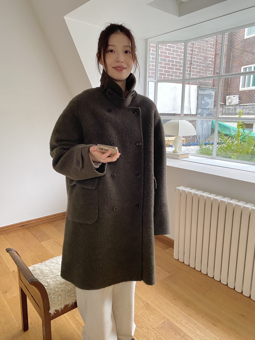 ERUME東大門㊣代購女裝新款推薦人氣真品25秋冬中長款大衣手工ERUME中長款大衣