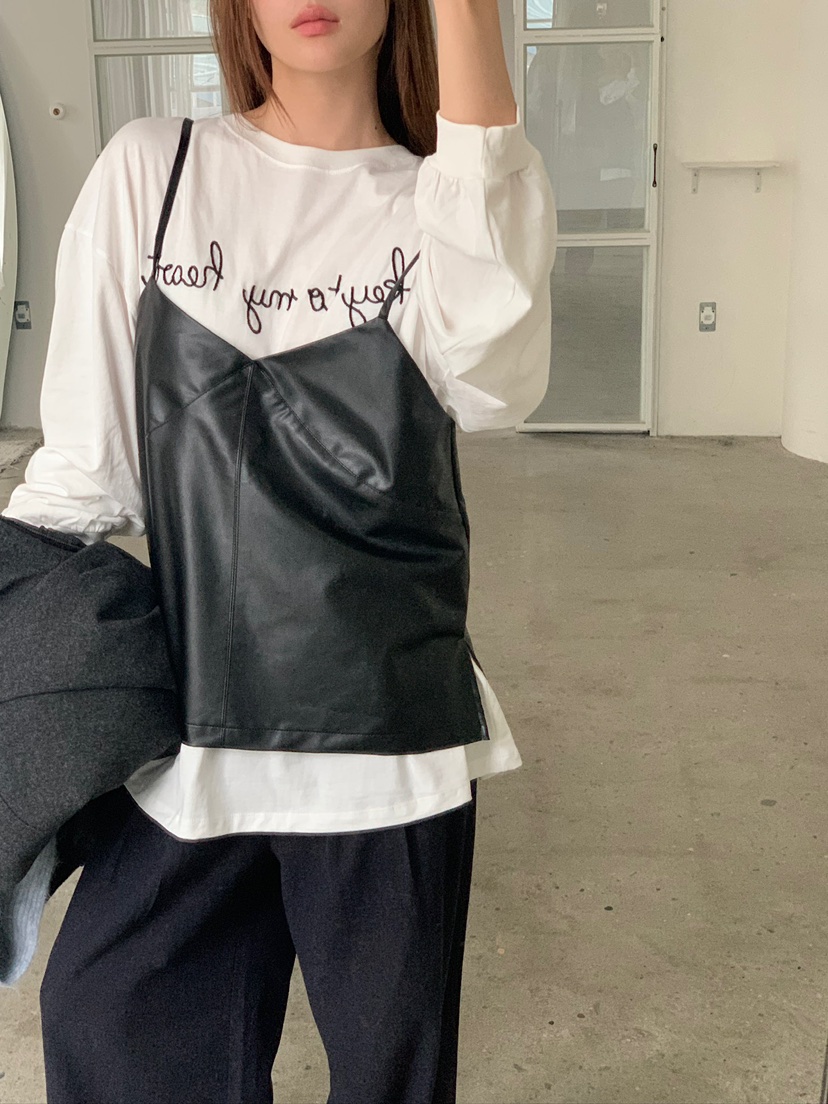 UNBOUND東大門㊣實拍女裝新款推薦時尚休閑職業吊帶背心皮革UNBOUND吊帶/背心