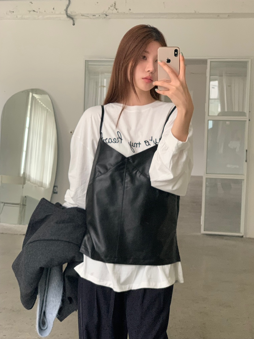 UNBOUND東大門㊣實拍女裝新款推薦時尚休閑職業吊帶背心皮革UNBOUND吊帶/背心