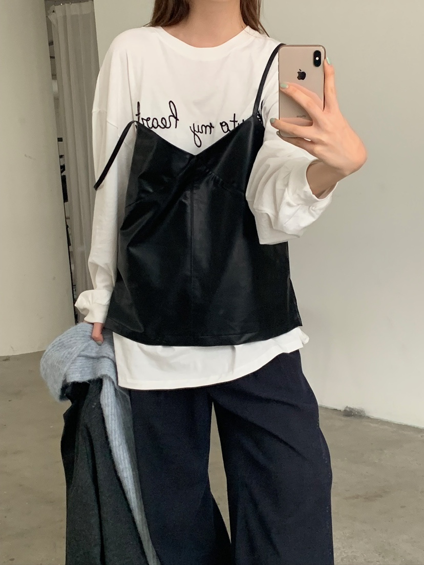 UNBOUND東大門㊣實拍女裝新款推薦時尚休閑職業吊帶背心皮革UNBOUND吊帶/背心