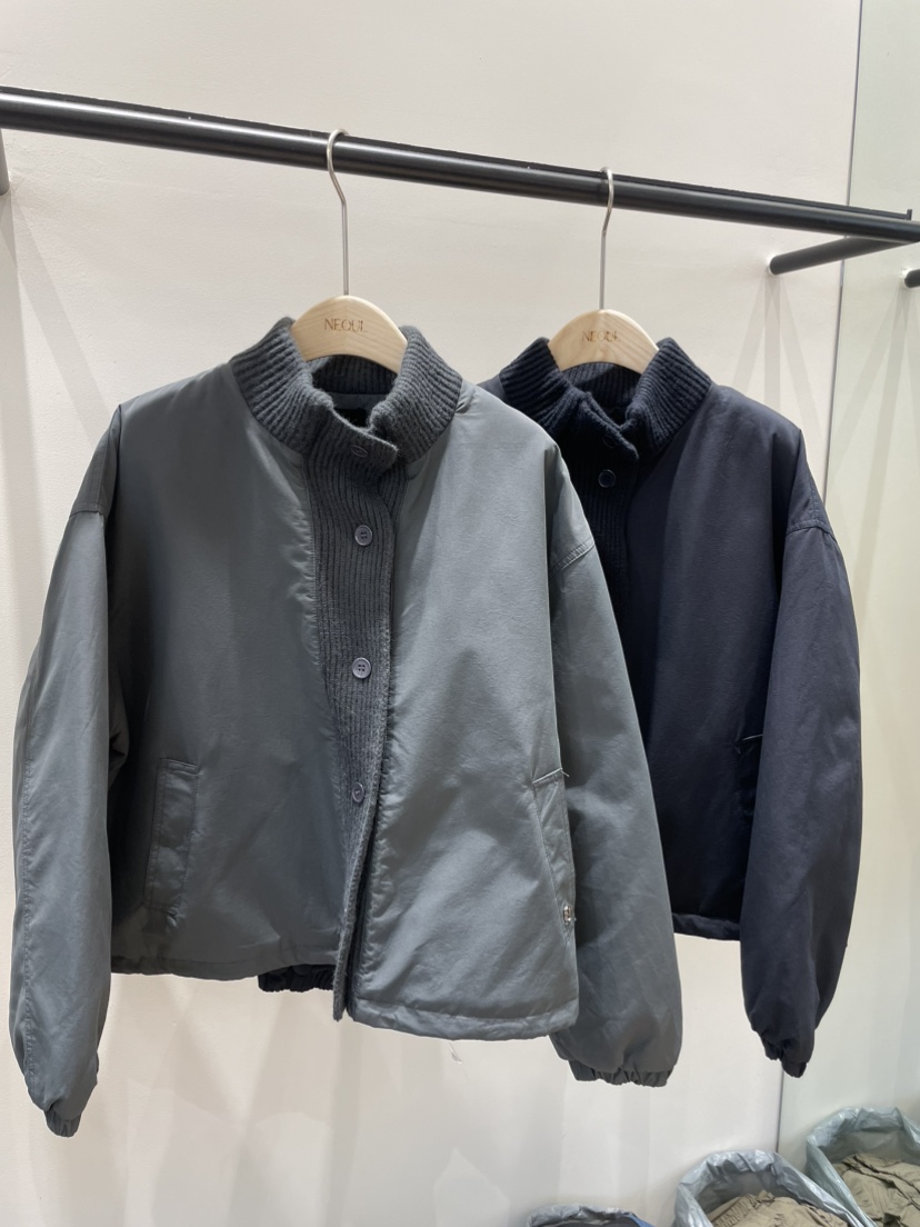 NEOUL韓國直郵㊣女裝新品25秋冬推薦休閑職業真品短款棉服絎縫NEOUL/ahin雙領標簽短款棉服