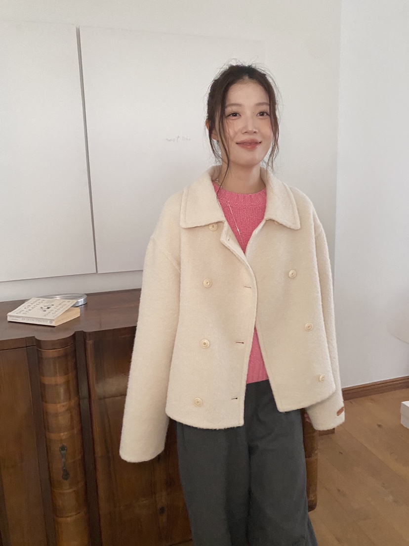 ERUME東大門㊣直郵女裝新品推薦職業時尚25秋冬短款大衣手工制作ERUME短款大衣