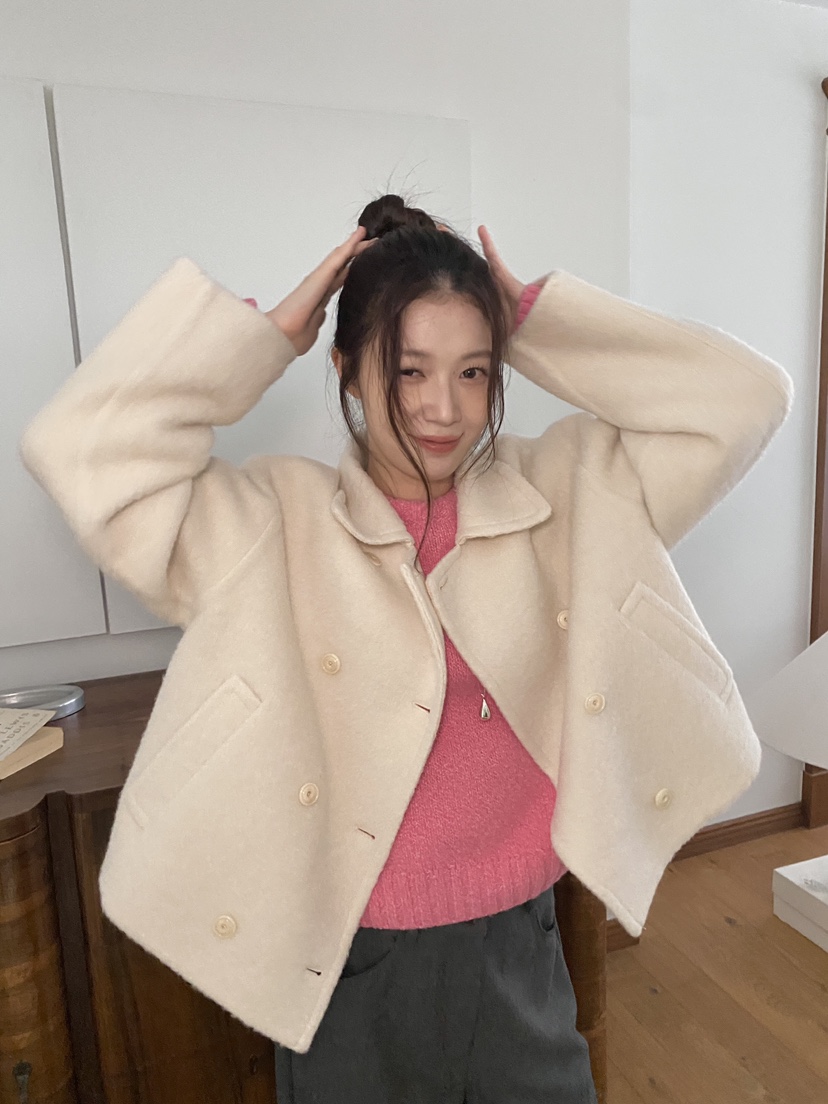 ERUME東大門㊣直郵女裝新品推薦職業時尚25秋冬短款大衣手工制作ERUME短款大衣