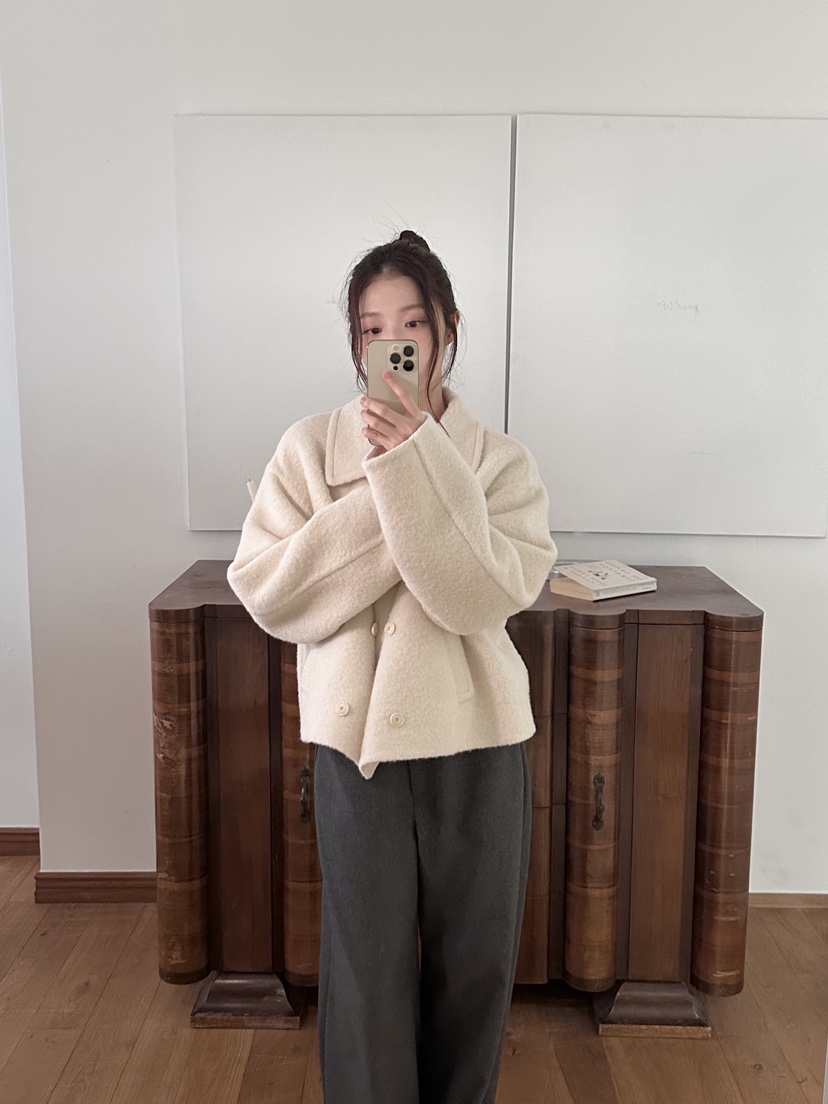 ERUME東大門㊣直郵女裝新品推薦職業時尚25秋冬短款大衣手工制作ERUME短款大衣