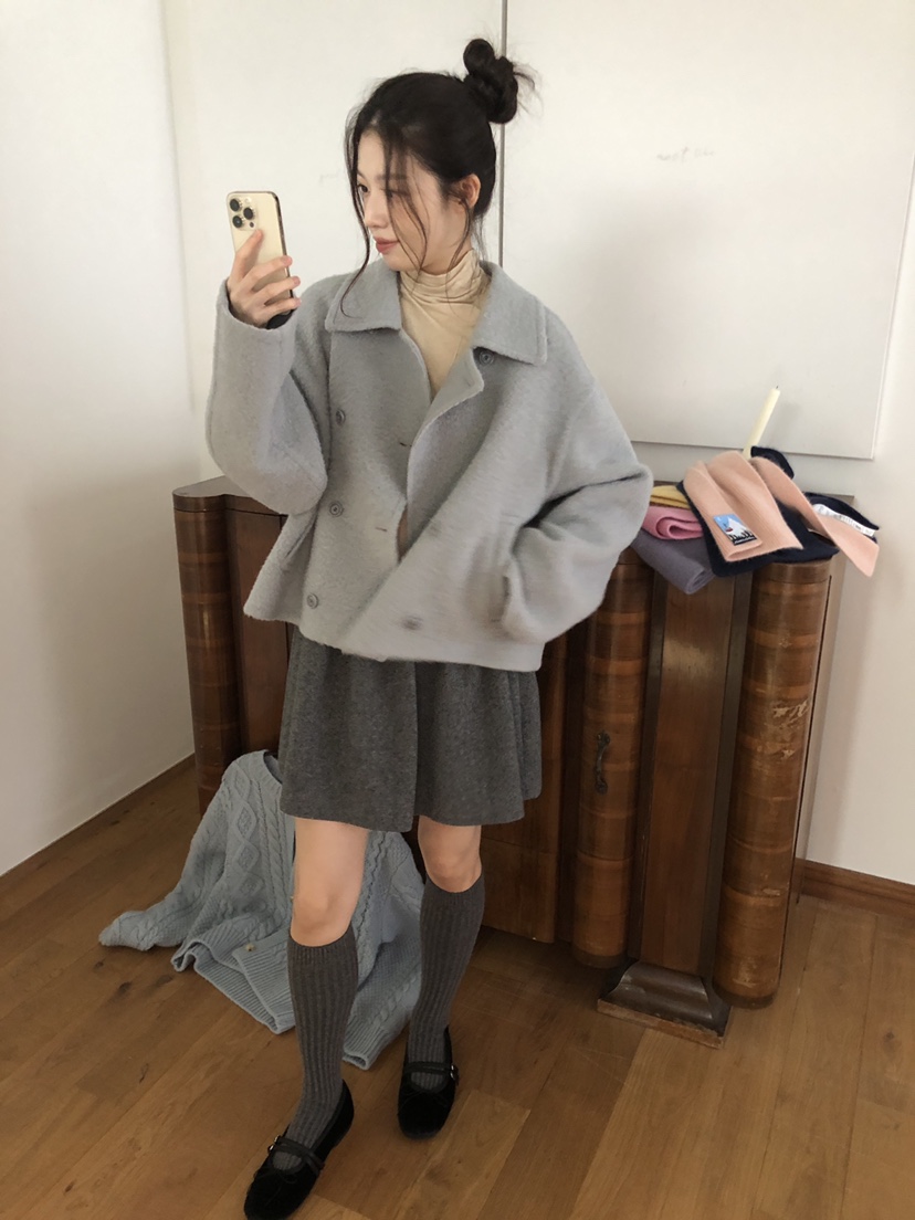 ERUME東大門㊣直郵女裝新品推薦職業時尚25秋冬短款大衣手工制作ERUME短款大衣