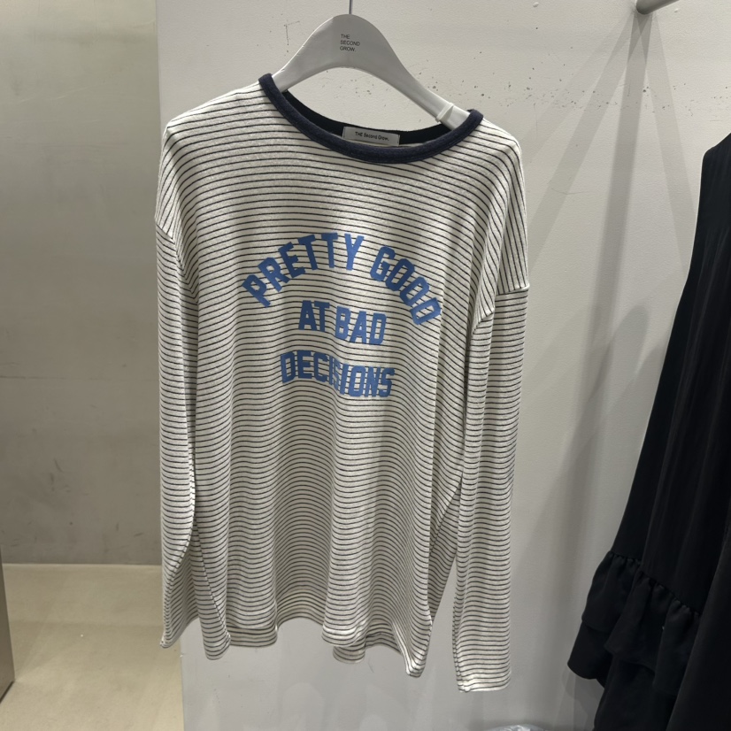 THE SECOND GROW韓國代購㊣女裝新品時尚休閑長袖T恤拼色THE SECOND GROW長袖T恤圖色2