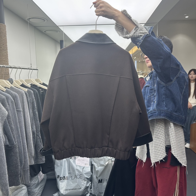 BANUL韓國代購㊣女士新款人氣真品推薦職業休閑夾克皮革拼色BANUL夾克
