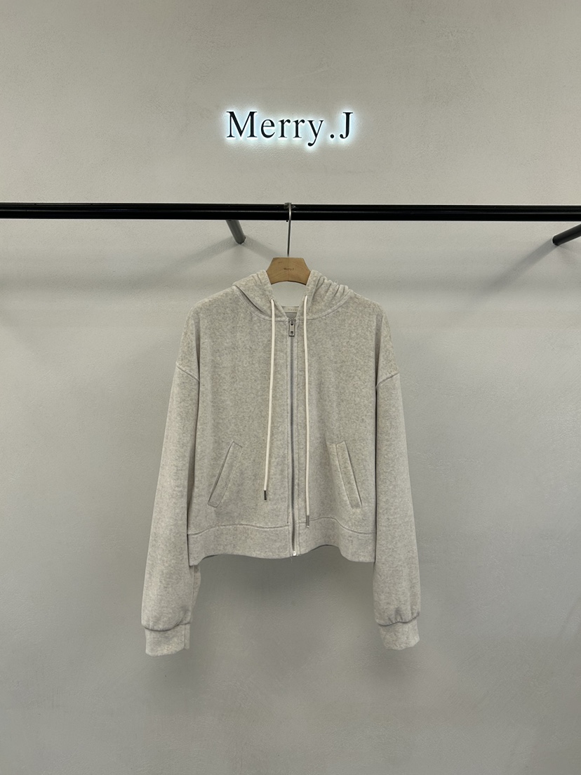 MERRY-J韓國代購㊣女士新品真品25秋冬衛衣天鵝絨拉鏈柔軟MERRY-J衛衣
