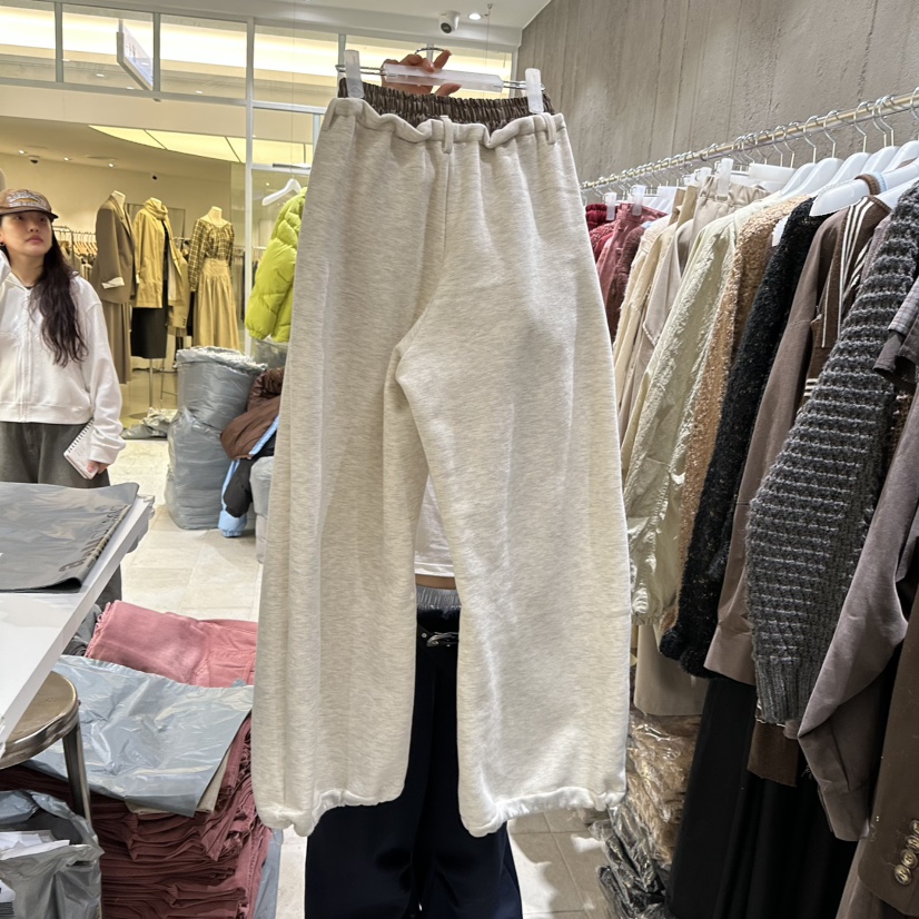 MIXXIN韓國直郵㊣女裝新款時尚休閑褲不含腰帶加絨羊毛拼色MIXXIN休閑褲