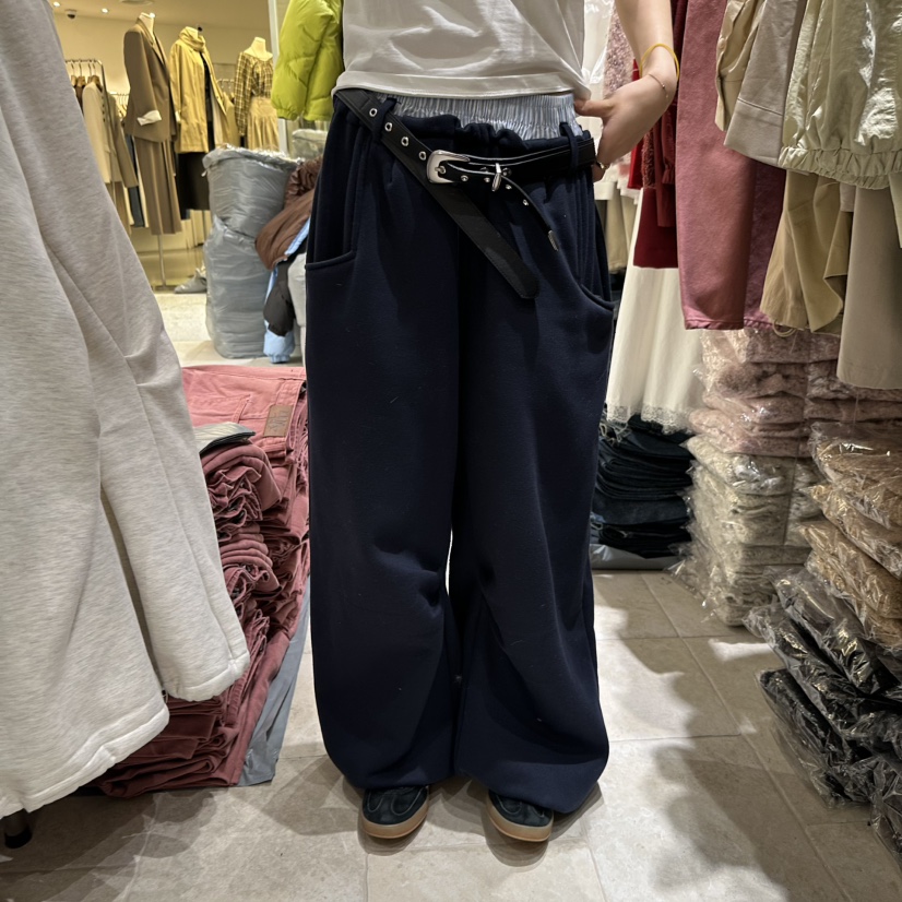 MIXXIN韓國直郵㊣女裝新款時尚休閑褲不含腰帶加絨羊毛拼色MIXXIN休閑褲圖色2