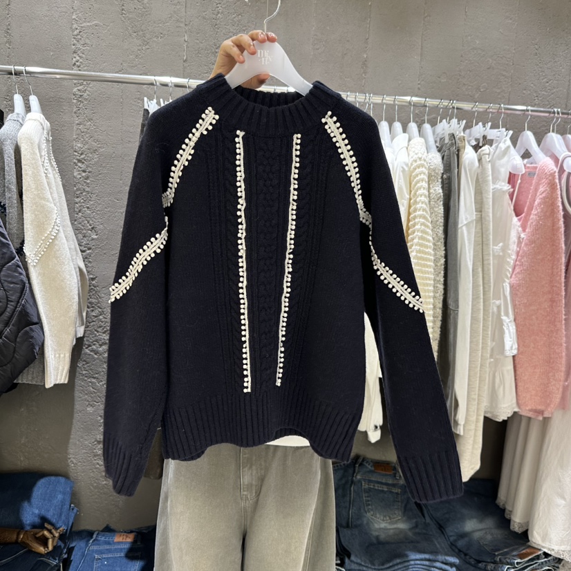 MIXXIN東大門㊣代購女士新品真品25秋冬休閑人氣毛衣羊毛蕾絲MIXXIN毛衣