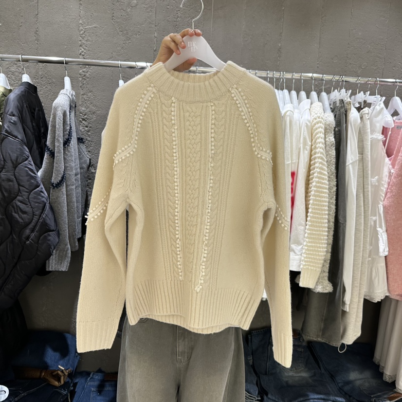 MIXXIN東大門㊣代購女士新品真品25秋冬休閑人氣毛衣羊毛蕾絲MIXXIN毛衣圖色3