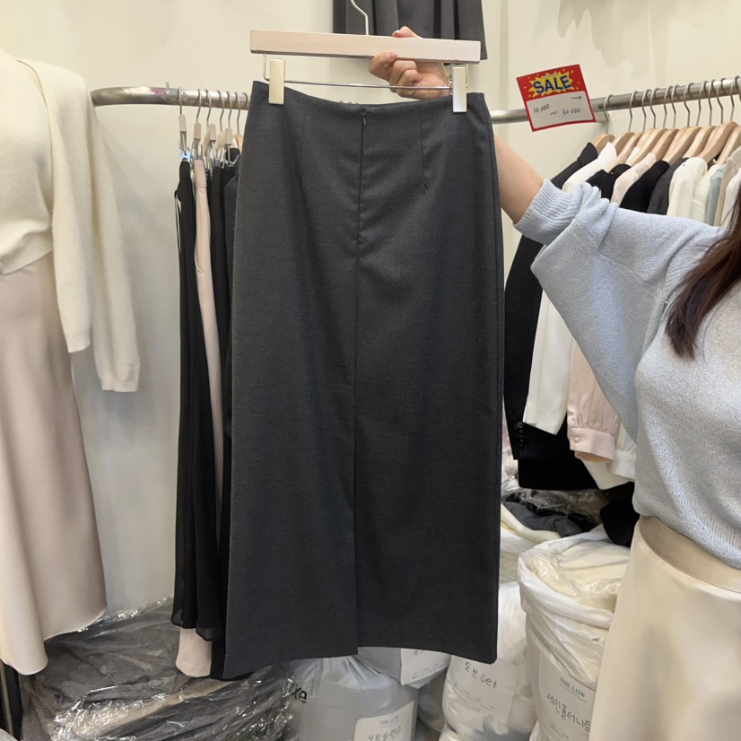THE LOW東大門㊣實拍女裝新款休閑職業真品時尚長裙不含腰帶THE LOW長裙