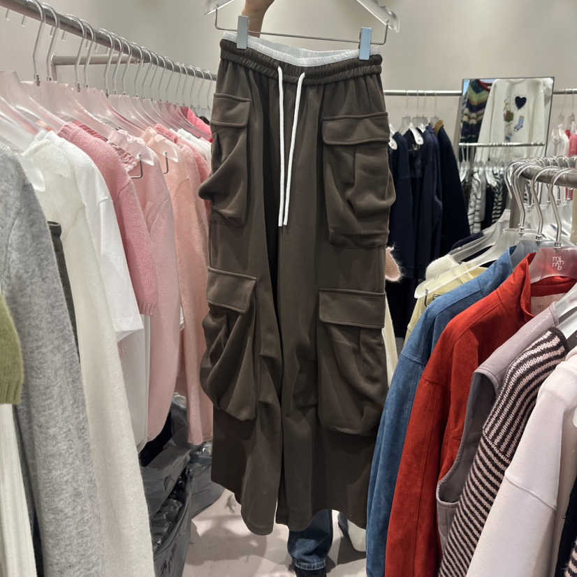 MIMME韓國代購㊣女士新款時尚熱賣休閑真品25秋冬休閑褲口袋加絨MIMME休閑褲圖色2