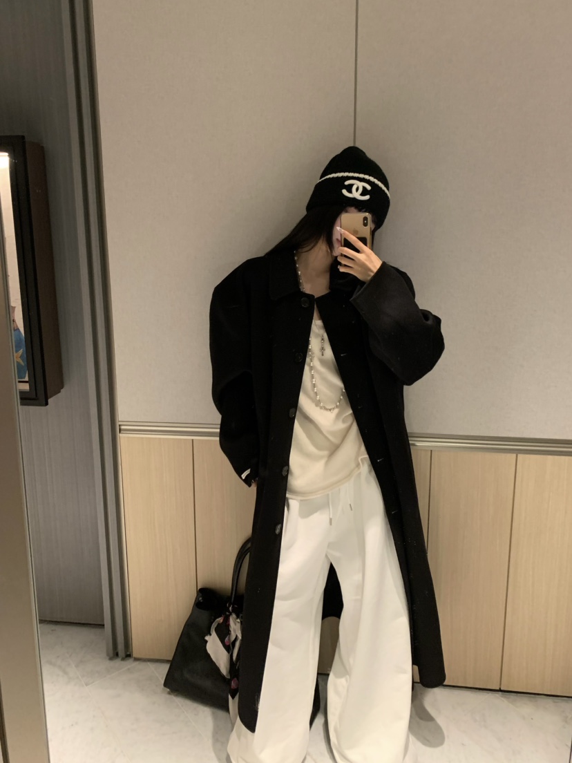 VIRKIN東大門㊣代購女裝新款25秋冬休閑中長款大衣手工制作VIRKIN中長款大衣