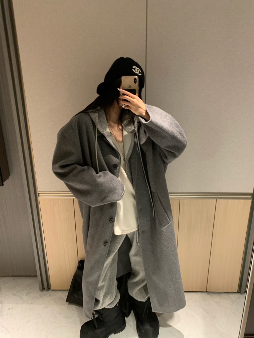 VIRKIN東大門㊣代購女裝新款25秋冬休閑中長款大衣手工制作VIRKIN中長款大衣