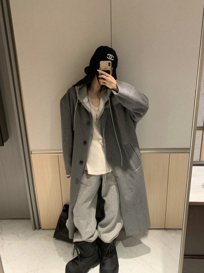 VIRKIN東大門㊣代購女裝新款25秋冬休閑中長款大衣手工制作VIRKIN中長款大衣