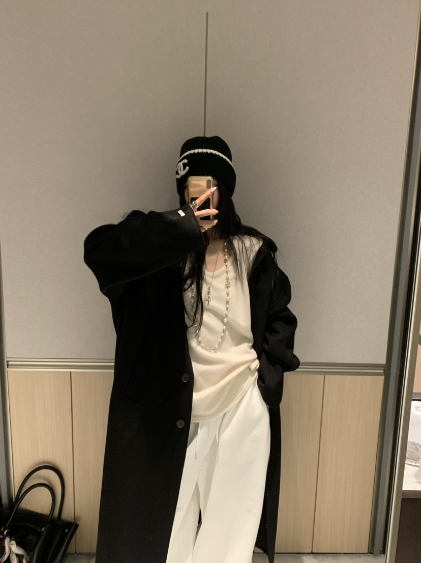 VIRKIN東大門㊣代購女裝新款25秋冬休閑中長款大衣手工制作VIRKIN中長款大衣