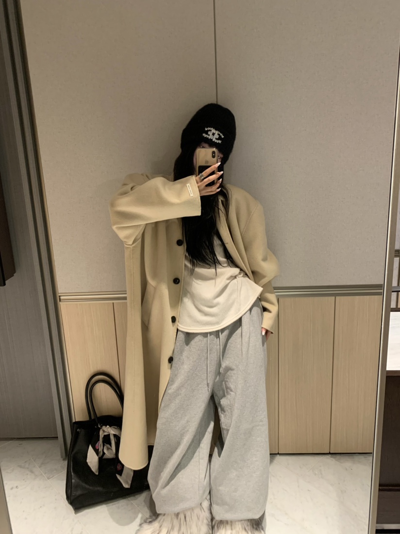 VIRKIN東大門㊣代購女裝新款25秋冬休閑中長款大衣手工制作VIRKIN中長款大衣