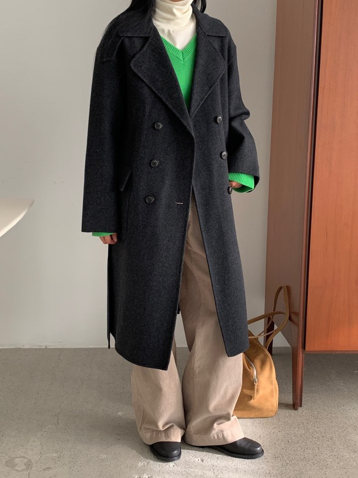 MILUI韓國代購㊣女裝新品職業推薦25秋冬時尚中長款大衣含腰帶MILUI中長款大衣