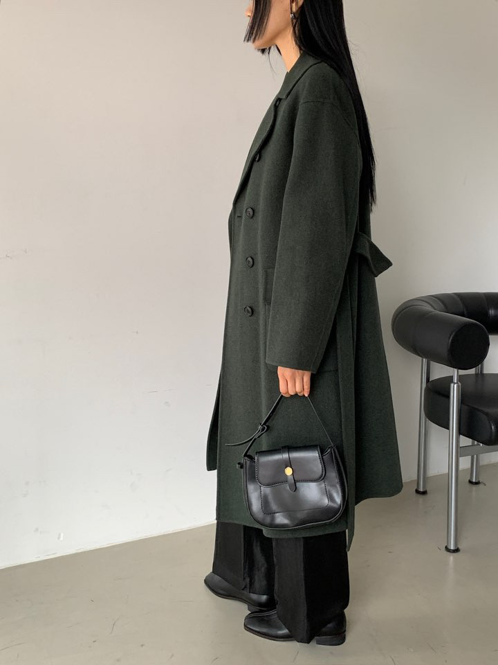 MILUI韓國代購㊣女裝新品職業推薦25秋冬時尚中長款大衣含腰帶MILUI中長款大衣