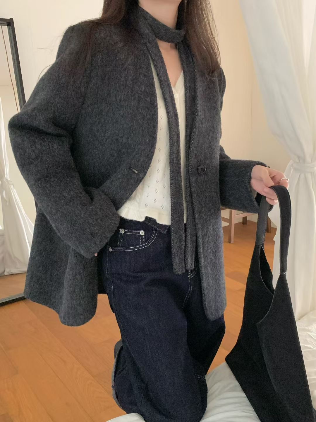 LOVEMEMORE東大門㊣代購女士新款人氣推薦25秋冬休閑短款大衣LOVEMEMORE短款大衣