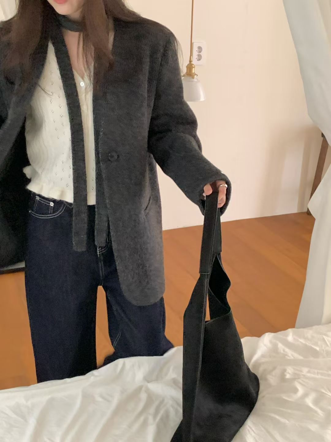 LOVEMEMORE東大門㊣代購女士新款人氣推薦25秋冬休閑短款大衣LOVEMEMORE短款大衣