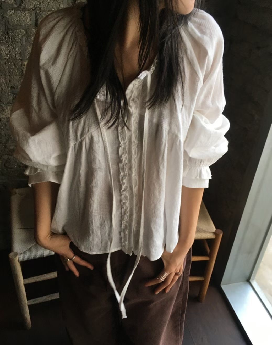 LOVEMEMORE東大門㊣實拍女裝新款人氣職業25秋冬襯衫蕾絲衫LOVEMEMORE襯衫/蕾絲衫