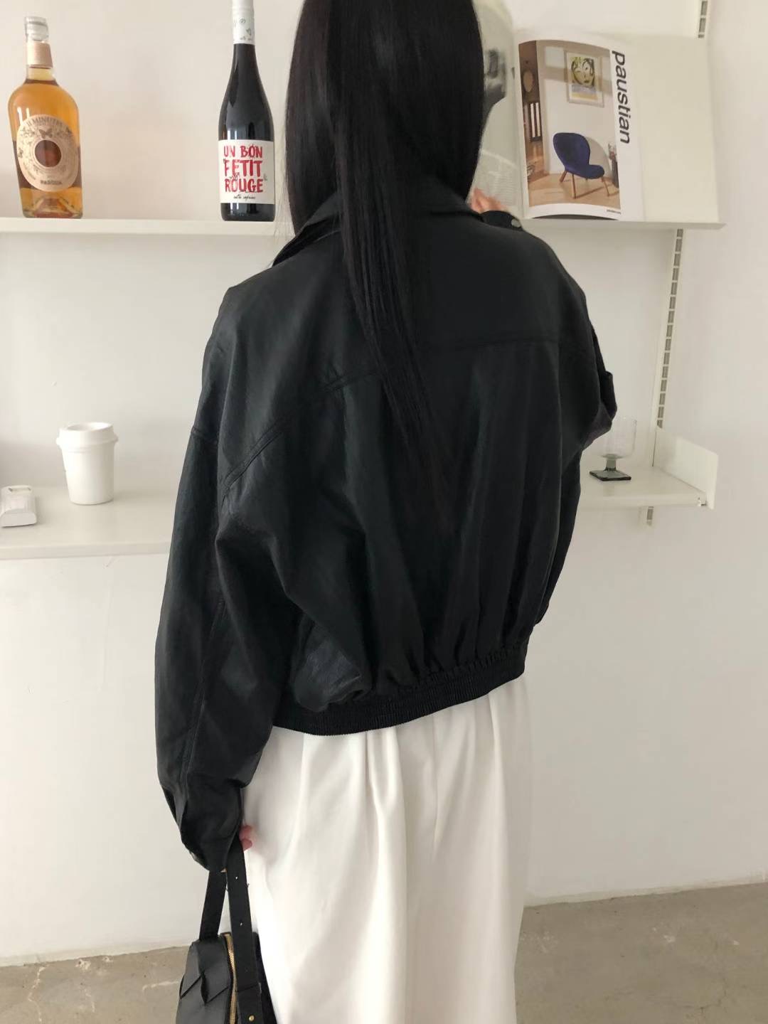 M.STORY韓國直郵㊣女士新品真品熱賣時尚休閑25秋冬夾克皮革M.STORY夾克