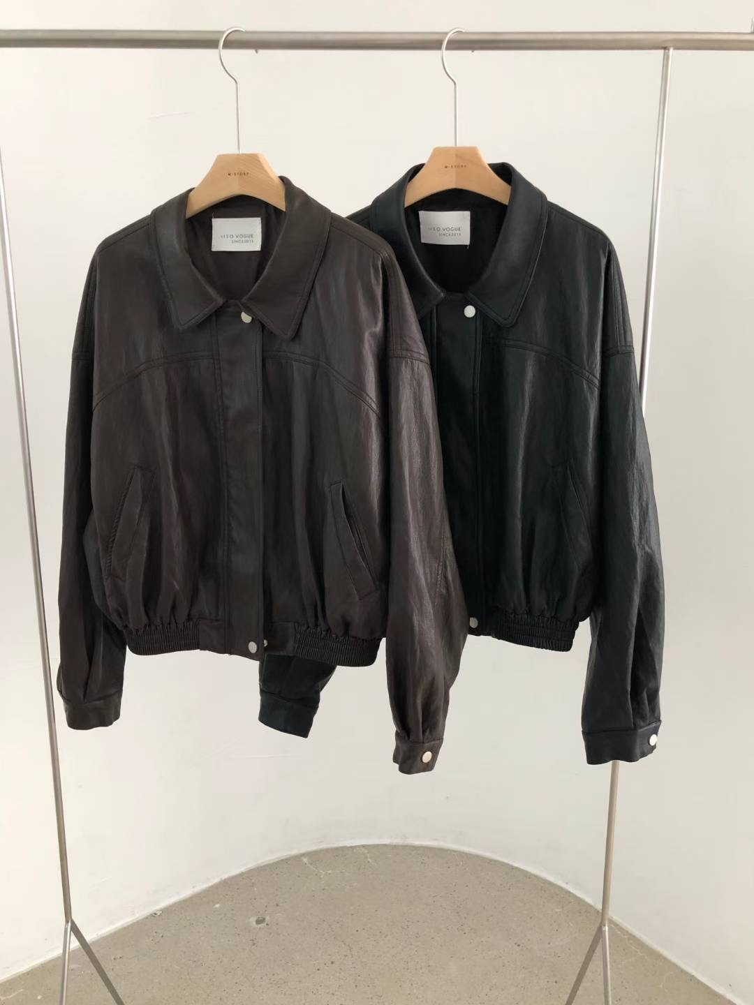 M.STORY韓國直郵㊣女士新品真品熱賣時尚休閑25秋冬夾克皮革M.STORY夾克
