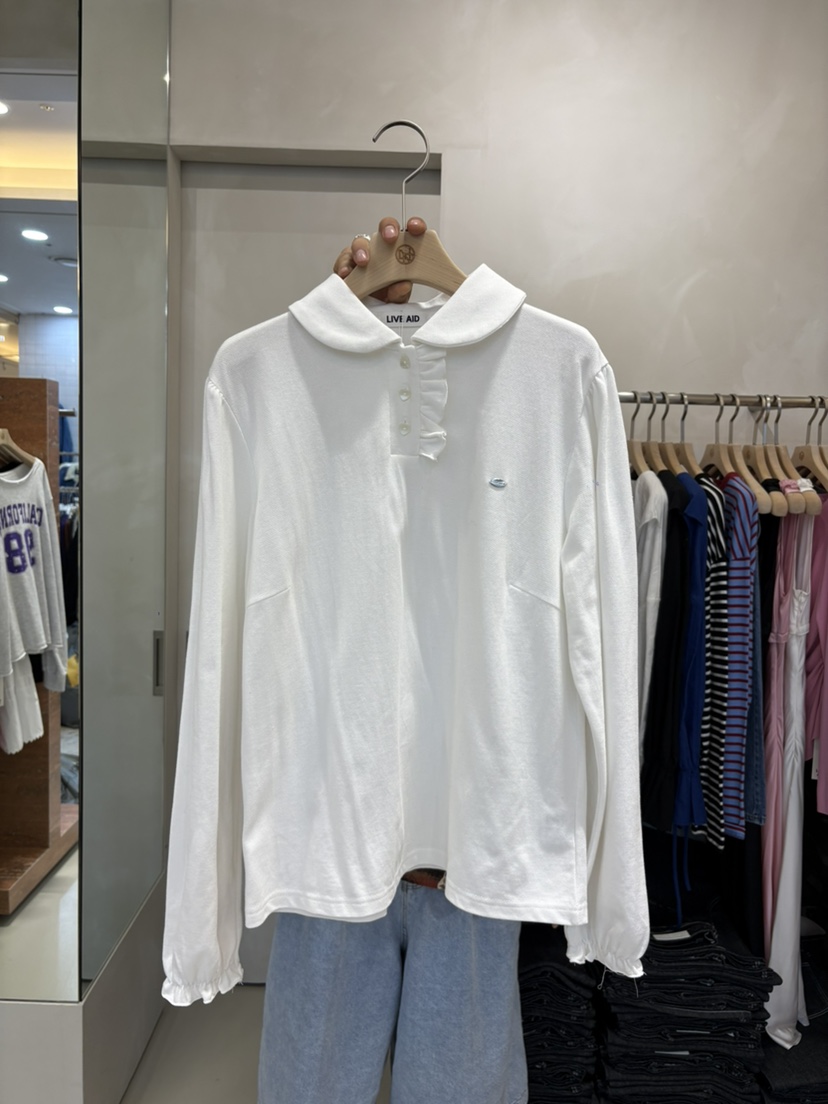 LIVE AID-P東大門㊣代購女士新品真品推薦休閑長袖T恤荷葉邊LIVE AID-P長袖T恤圖色3