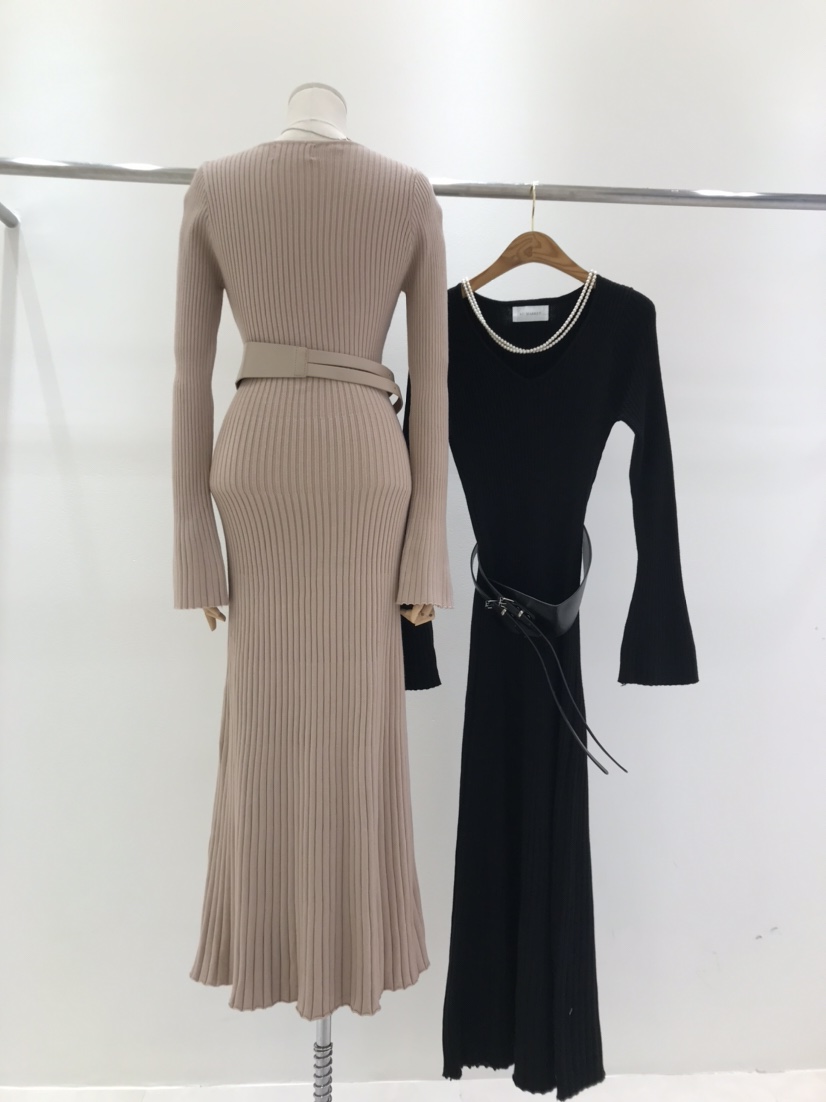 KC MARKET韓國代購㊣女裝新品25秋冬人氣休閑熱賣連衣裙腰帶KC MARKET連衣裙
