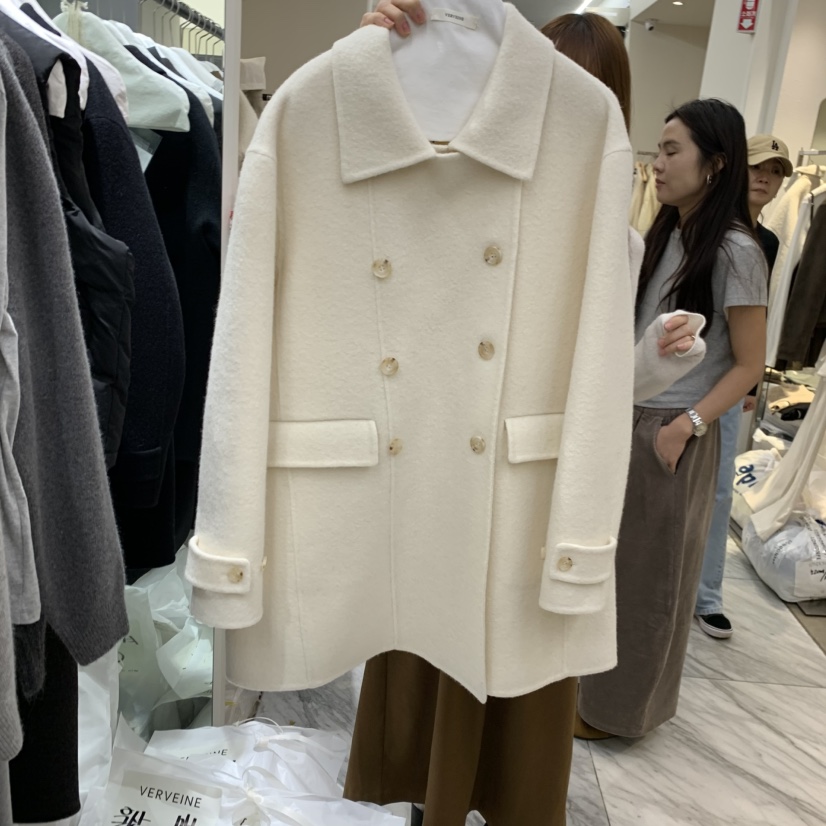 VERVEINE東大門㊣實拍女士新款職業25秋冬中長款大衣手工雙層VERVEINE中長款大衣