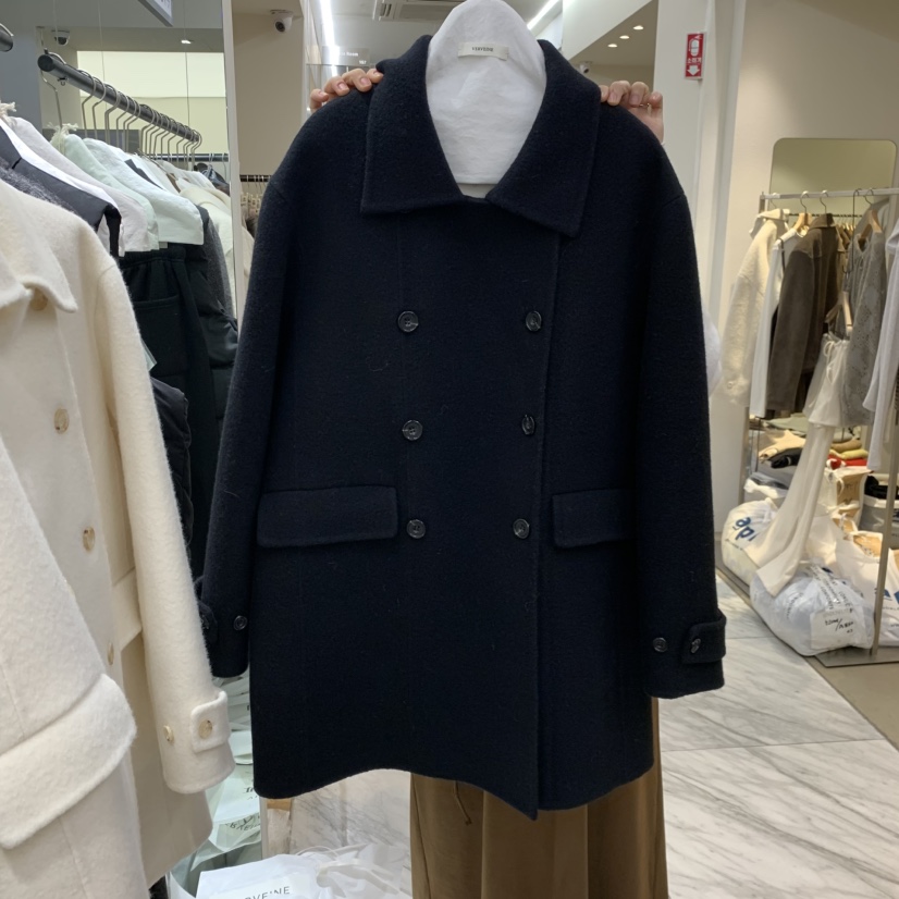 VERVEINE東大門㊣實拍女士新款職業25秋冬中長款大衣手工雙層VERVEINE中長款大衣圖色2