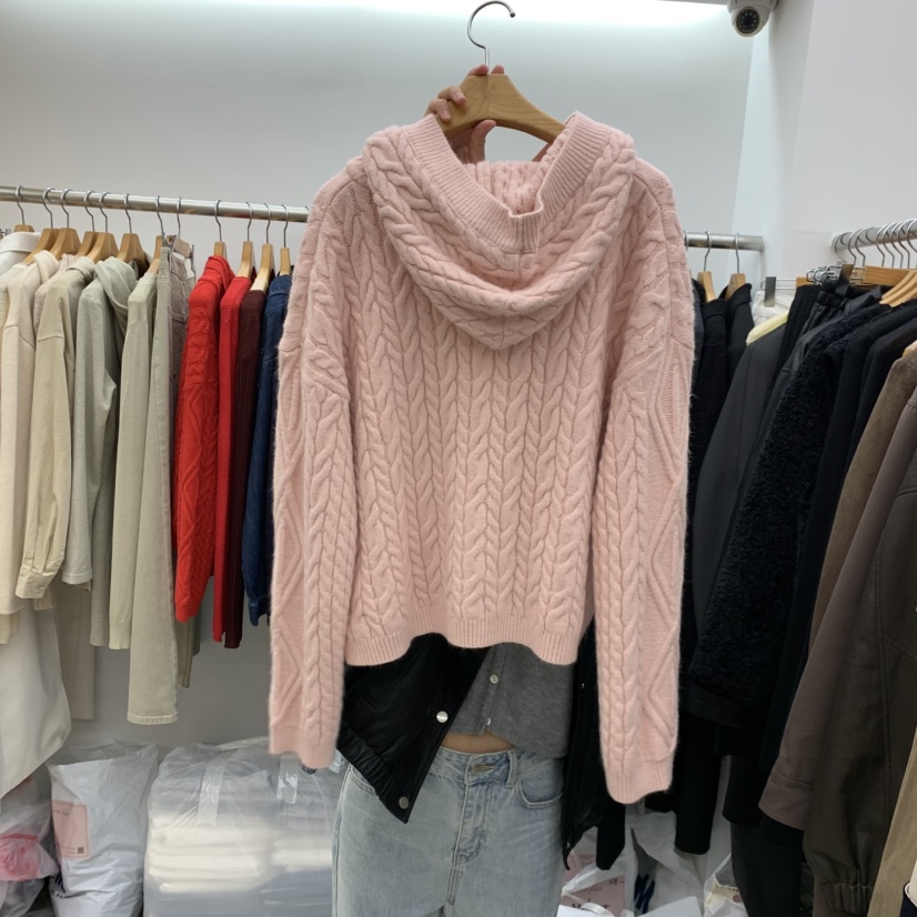 DRESS ROOM東大門㊣直郵女裝新品休閑真品熱賣毛衣連帽針織衫DRESS ROOM毛衣