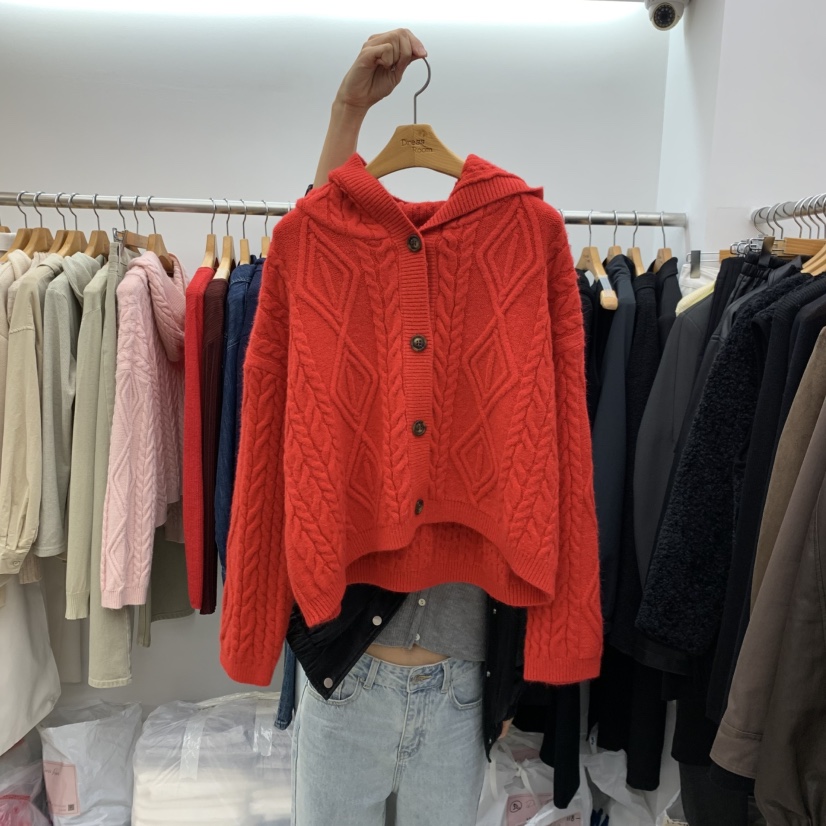 DRESS ROOM東大門㊣直郵女裝新品休閑真品熱賣毛衣連帽針織衫DRESS ROOM毛衣圖色2