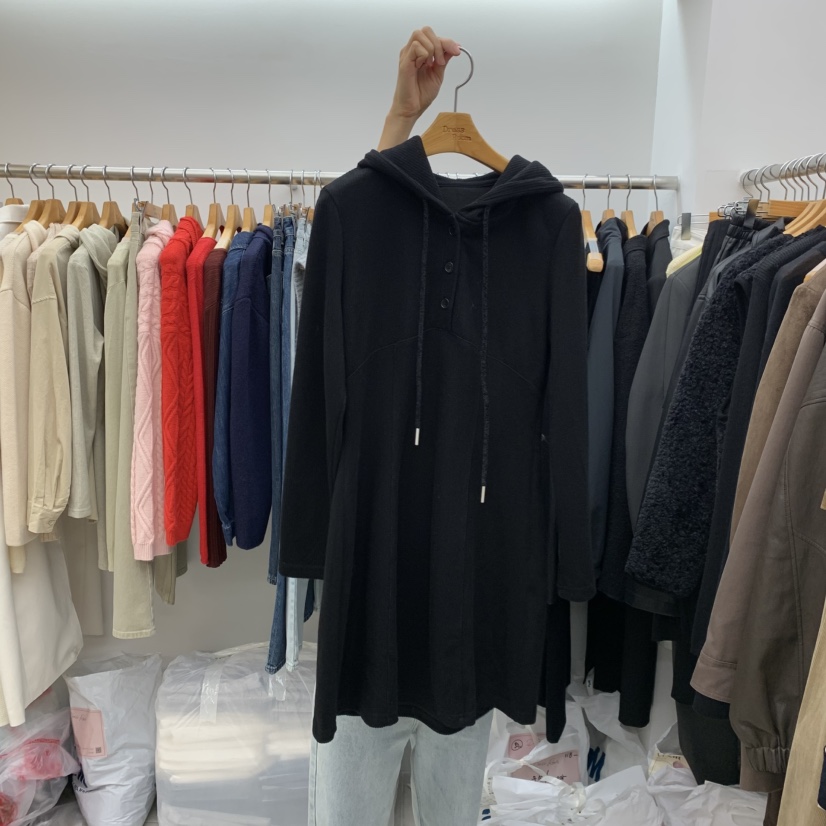 DRESS ROOM韓國代購㊣女士新款人氣時尚休閑連衣裙燈芯絨連帽DRESS ROOM連衣裙圖色4