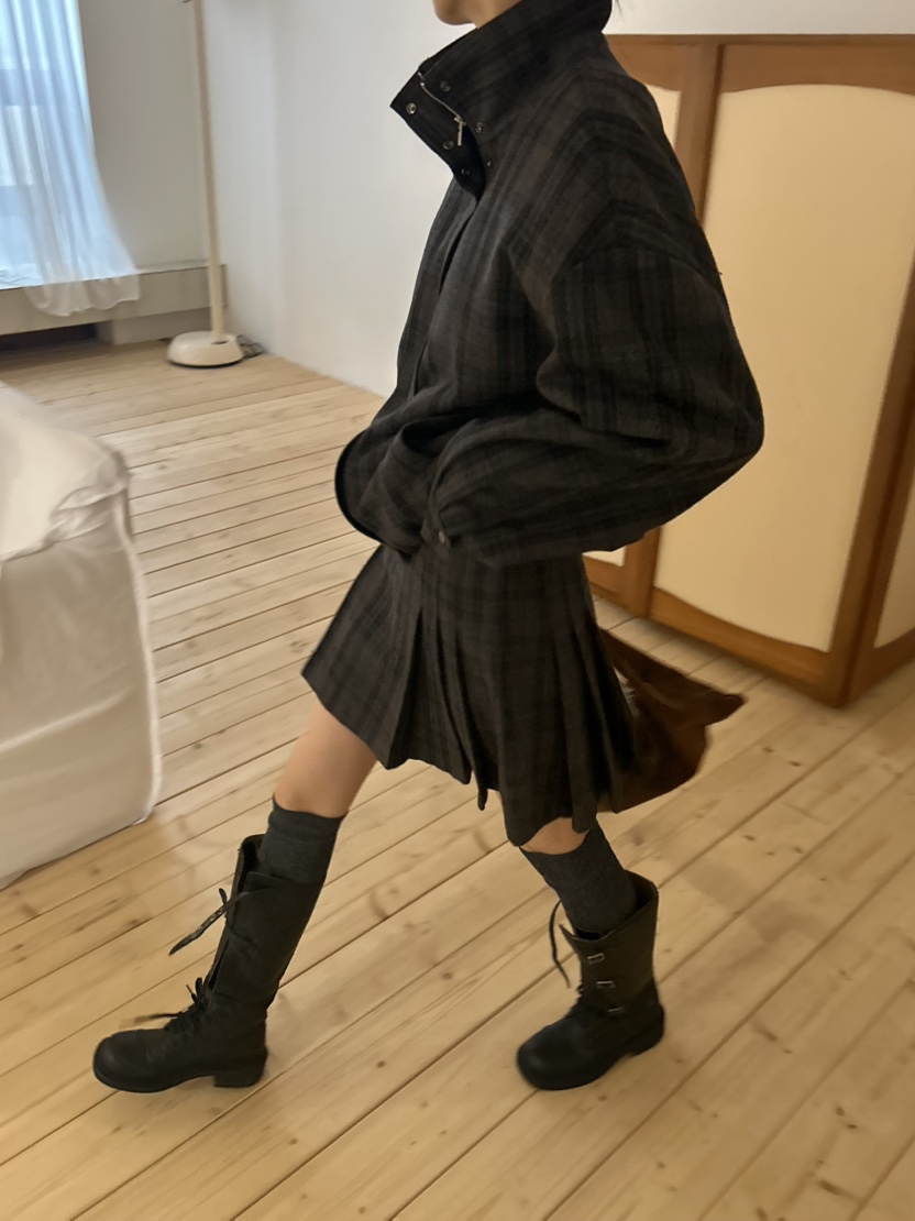 ME MO東大門㊣代購女士新品25秋冬真品休閑推薦熱賣短裙格紋ME MO短裙