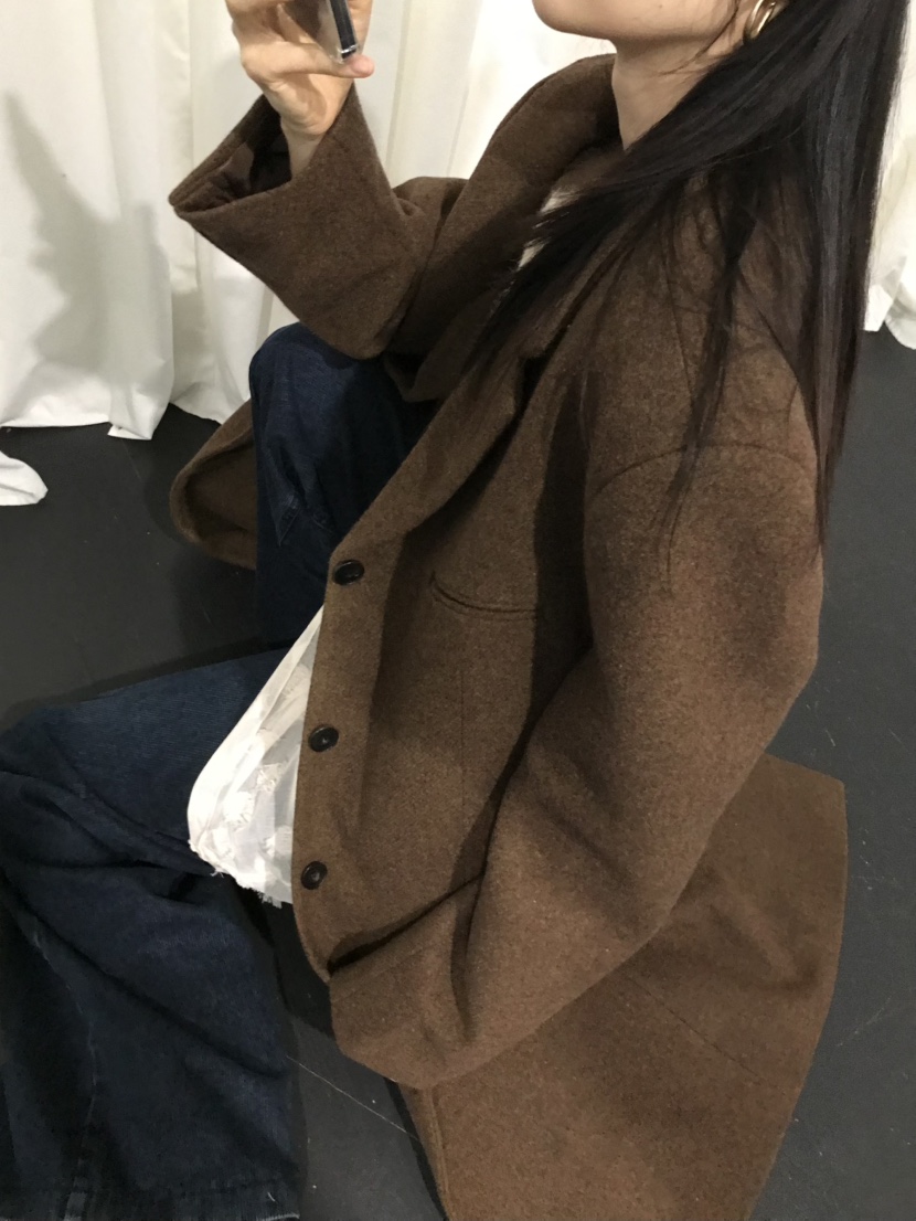 ME MO韓國代購㊣女裝新款熱賣真品推薦時尚中長款大衣羊毛ME MO中長款大衣